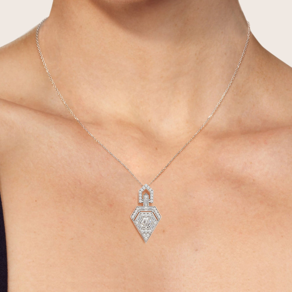 The Chevron Necklace with 14KT White Gold / Lab / 1 5/8 Cut Diamond in 14KT White Gold / Lab / 1 5/8 view 3
