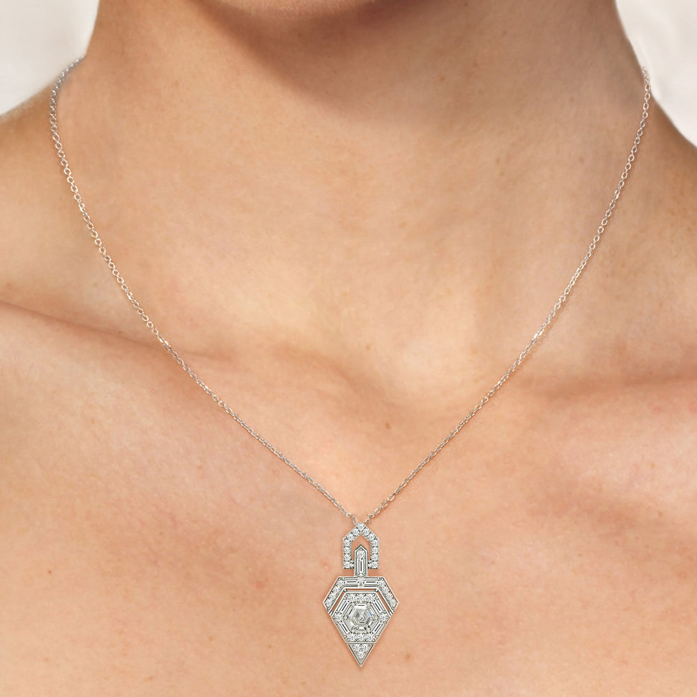 The Chevron Necklace with 14KT Rose Gold / Lab / 1 5/8 Cut Diamond in 14KT Rose Gold / Lab / 1 5/8 view 4
