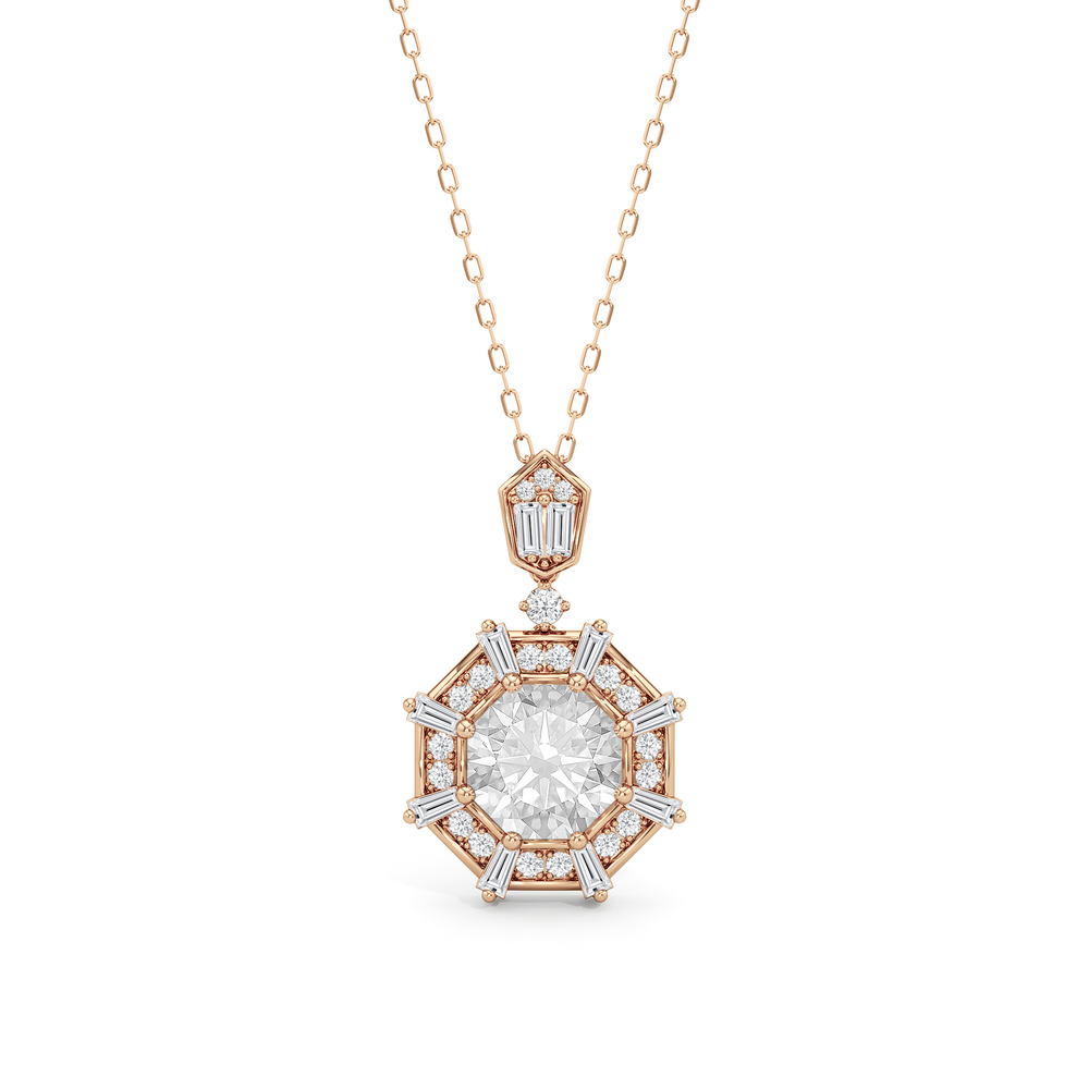 The Guardian Necklace with 14KT Rose Gold / Lab / 3 1/5 Cut Diamond in 14KT Rose Gold / Lab / 3 1/5 view 2
