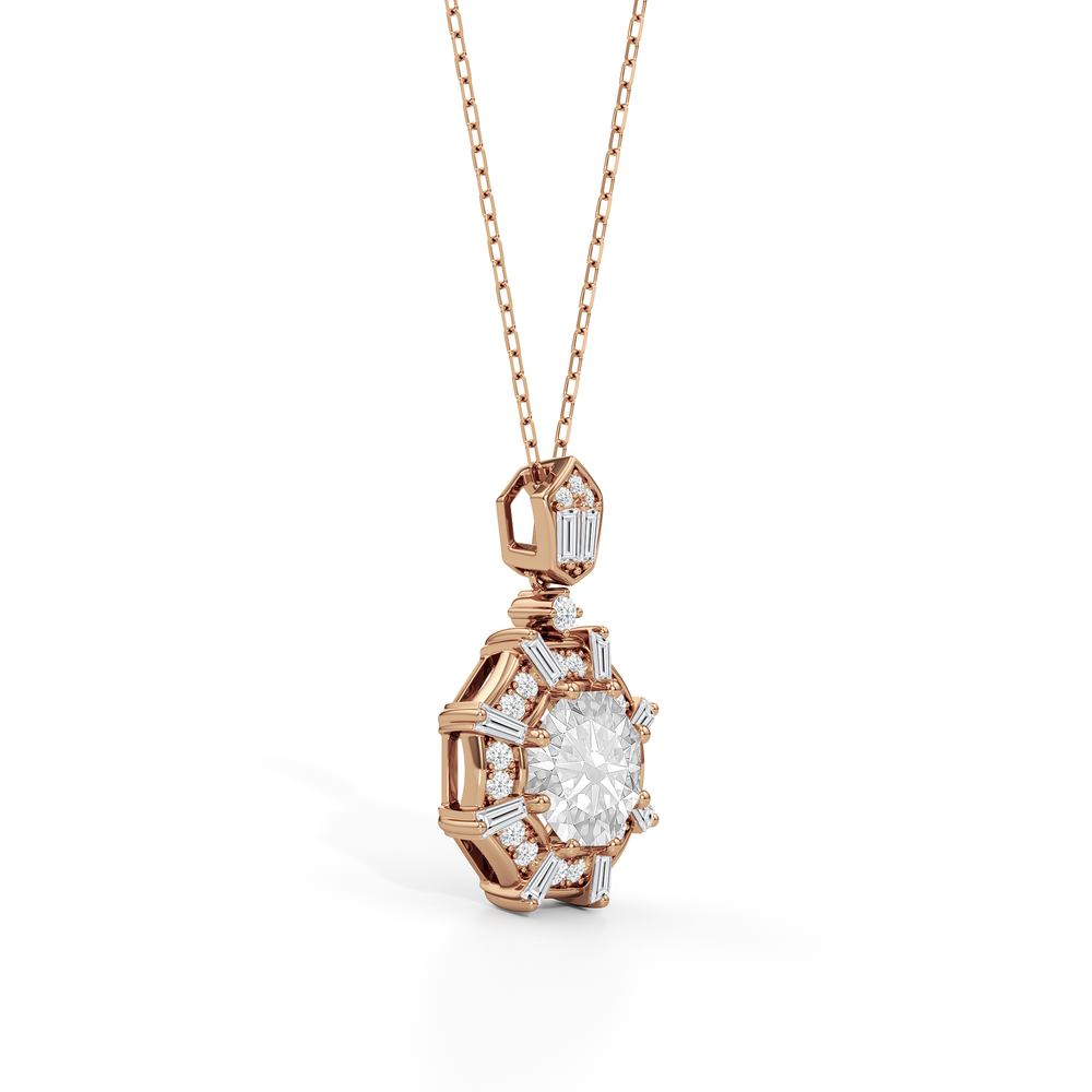 The Guardian Necklace with 14KT Rose Gold / Lab / 3 1/5 Cut Diamond in 14KT Rose Gold / Lab / 3 1/5 view 4
