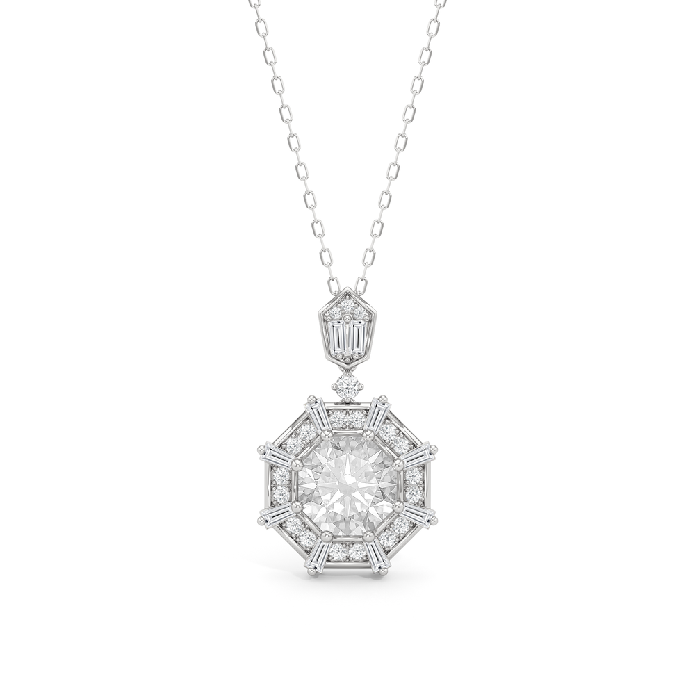 The Guardian Necklace with 14KT White Gold / Lab / 3 1/5 Cut Diamond in 14KT White Gold / Lab / 3 1/5 view 2
