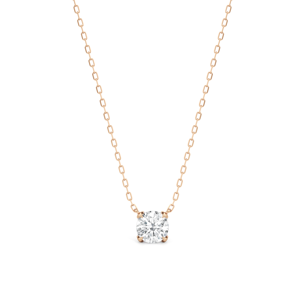 The Atrium Round Solitaire Pendant with 14KT Rose Gold / 1 1/8 / Lab Cut Diamond in 14KT Rose Gold / 1 1/8 / Lab view 1
