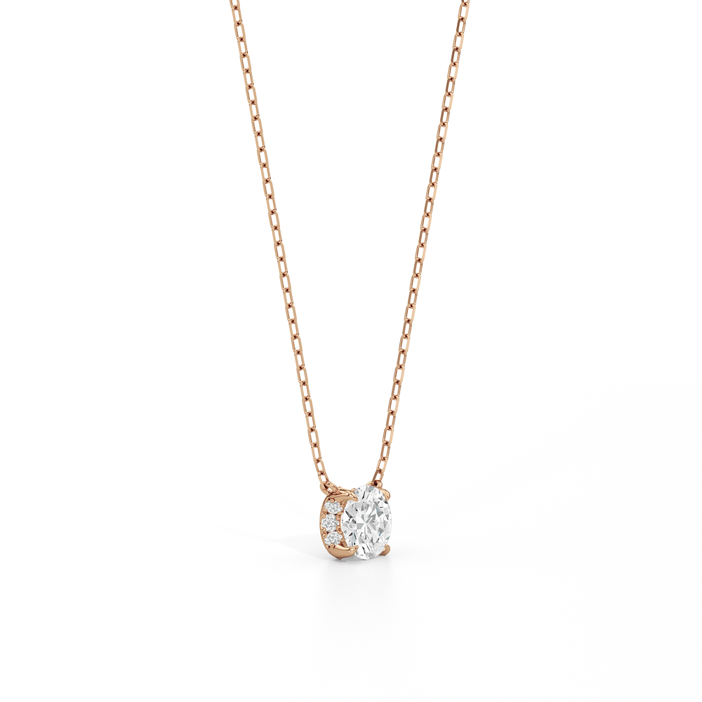 The Atrium Round Solitaire Pendant with 14KT Rose Gold / 1 1/8 / Lab Cut Diamond in 14KT Rose Gold / 1 1/8 / Lab view 4

