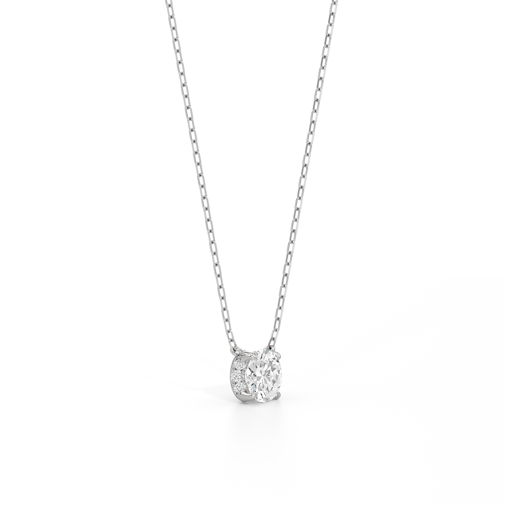 The Atrium Round Solitaire Pendant with 14KT White Gold / 1 1/8 / Lab Cut Diamond in 14KT White Gold / 1 1/8 / Lab view 4
