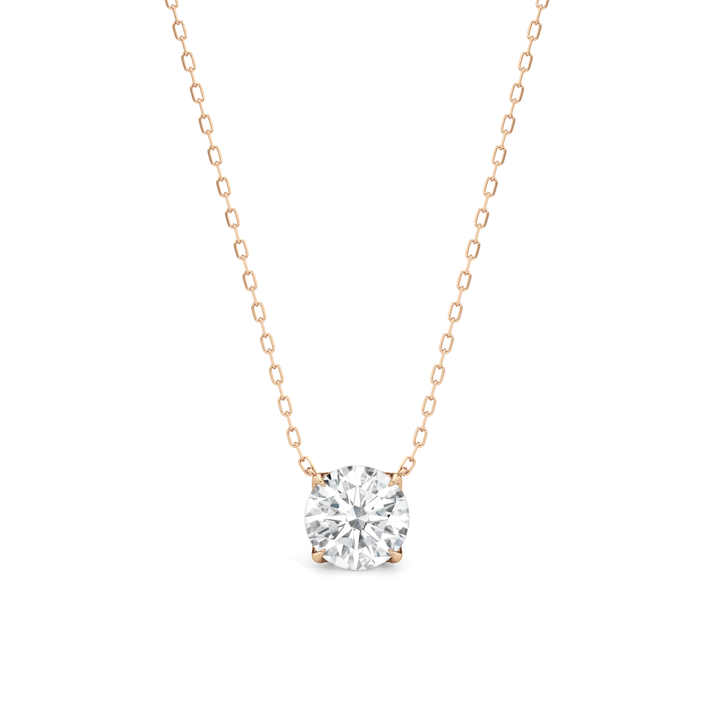 The Atrium Round Solitaire Pendant with 14KT Rose Gold / 2 1/6 / Lab Cut Diamond in 14KT Rose Gold / 2 1/6 / Lab view 1

