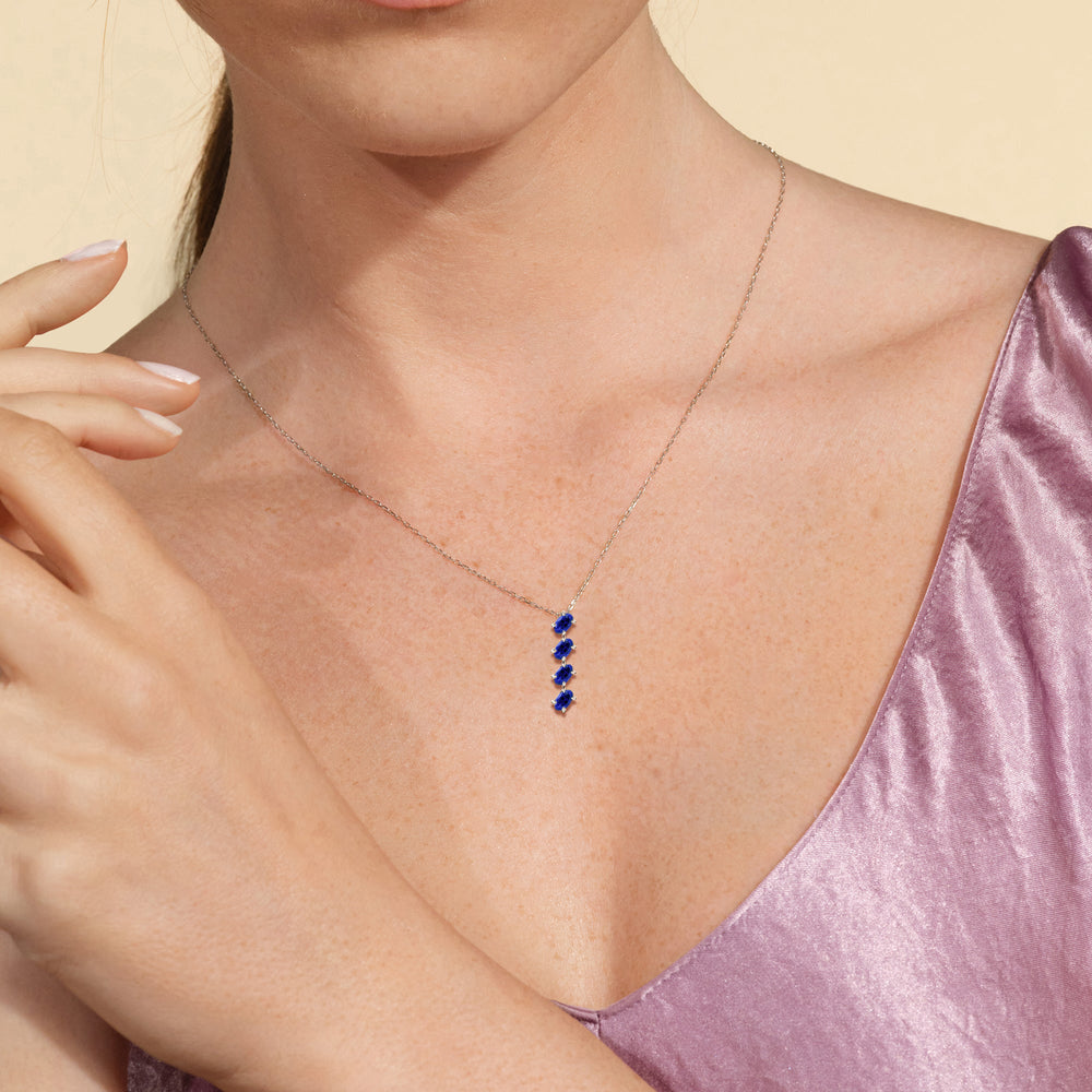 Model Wearing Sapphire Cascade Necklace view