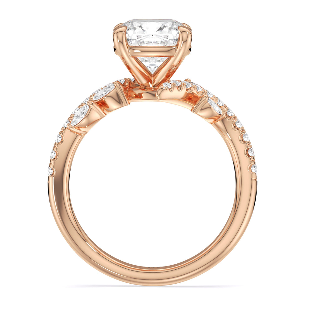 Blossoming Vine Engagement Ring with Cushion Cut Diamond in 14KT Rose Gold view 4
