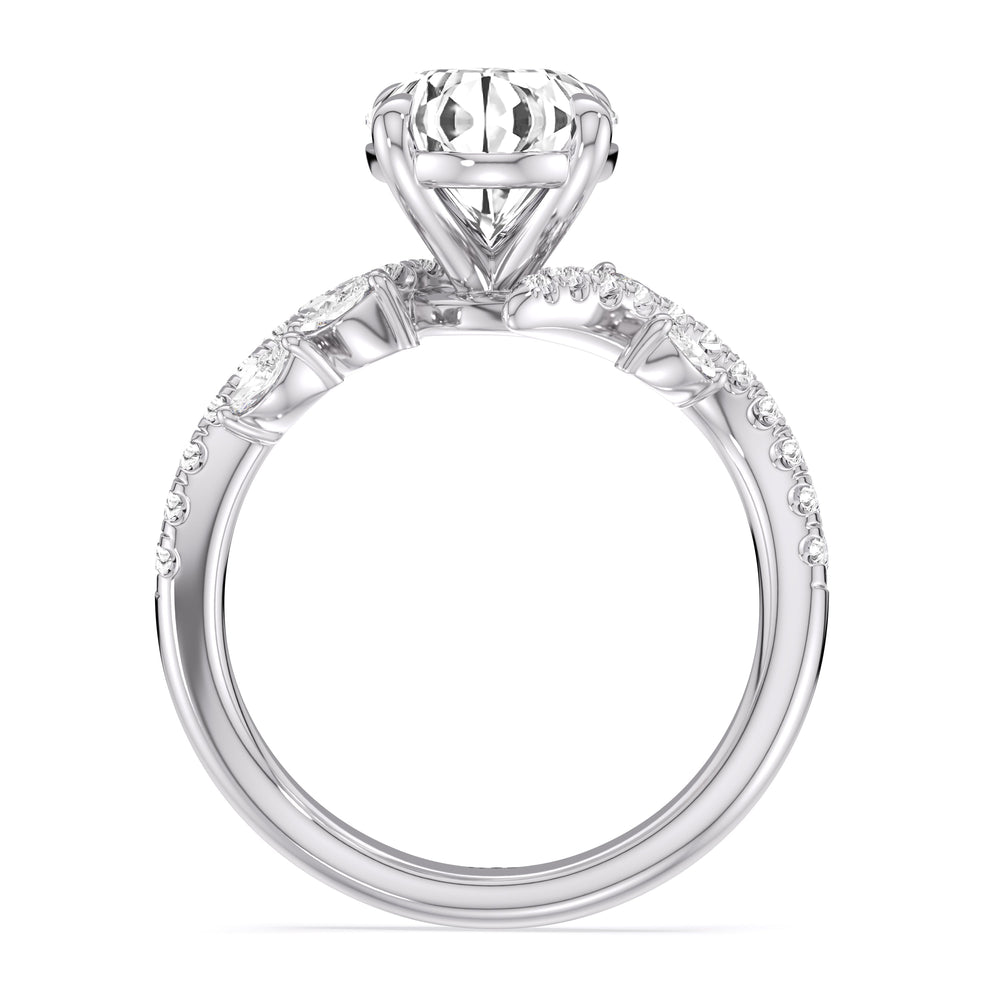 Blossoming Vine Engagement Ring with Oval Cut Diamond in 14KT Platinum view 4
