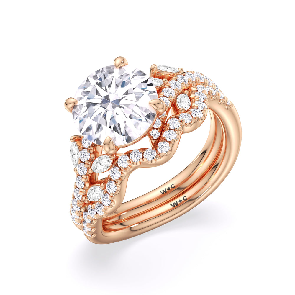 Blossoming Vine Engagement Ring with Round Cut Diamond in 14KT Rose Gold view 6
