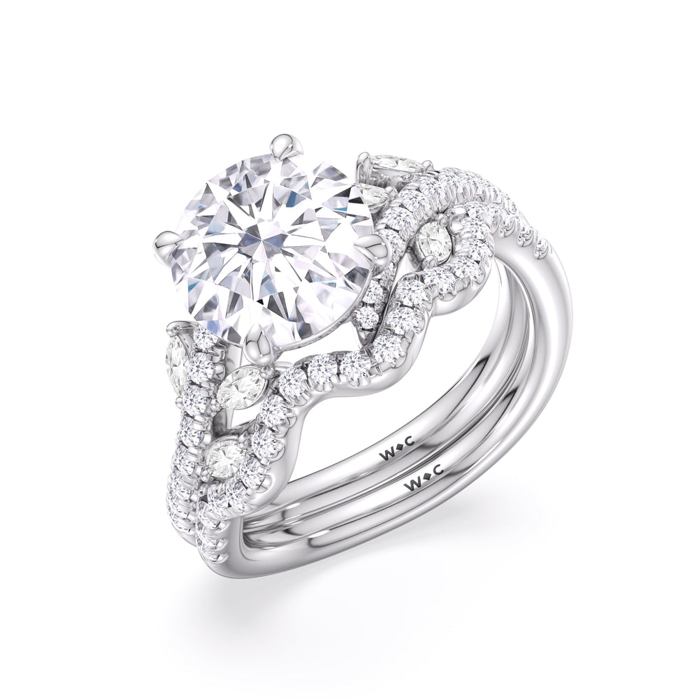 Blossoming Vine Engagement Ring with Cushion Cut Diamond in 14KT Platinum view 6
