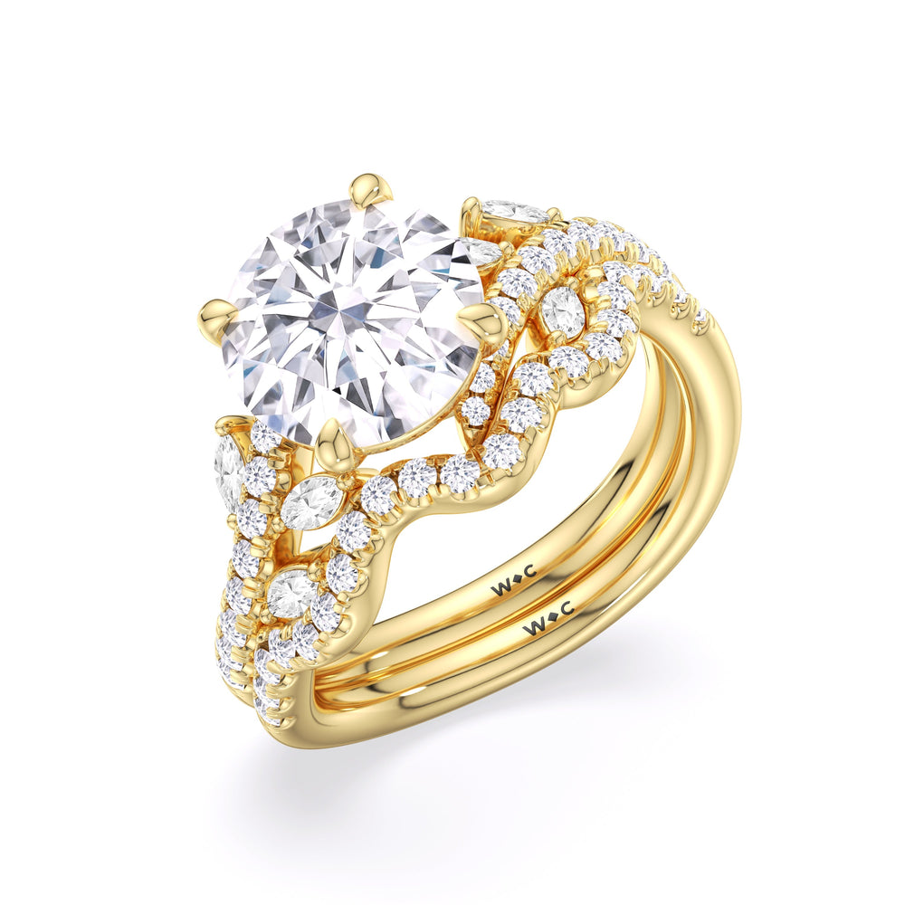 Blossoming Vine Engagement Ring with Cushion Cut Diamond in 14KT Yellow Gold view 6
