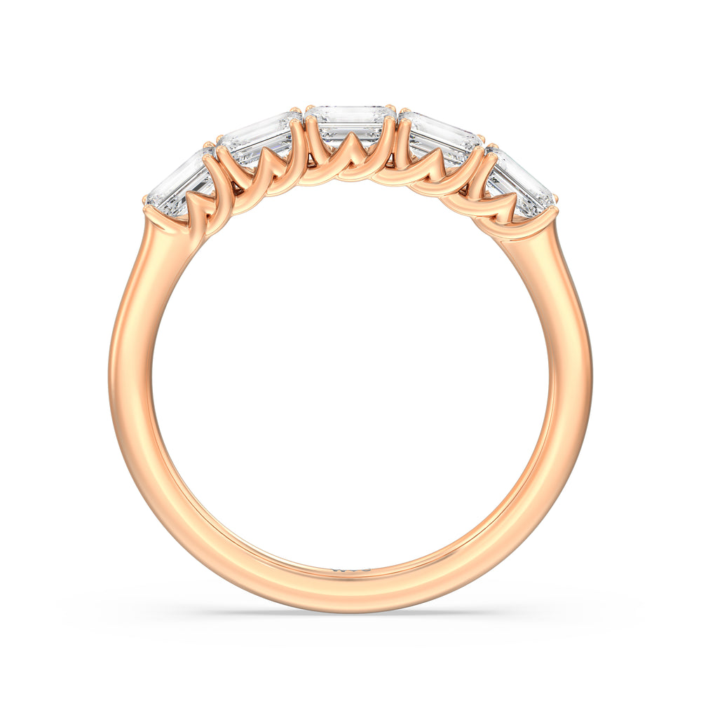 Emerald East-West Modern Trellis Anniversary Ring (F/G SI+) with 18KT Rose Gold / Natural / 1 Cut Diamond in 14KT Rose Gold / Natural / 1 view 4
