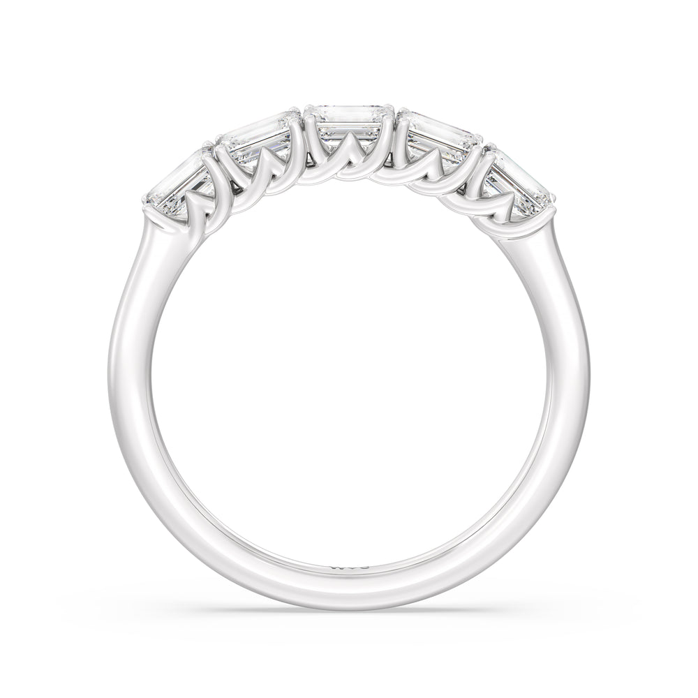 Emerald East-West Modern Trellis Anniversary Ring (F/G SI+) with Platinum / Natural / 1 Cut Diamond in 14KT Platinum / Natural / 1 view 4
