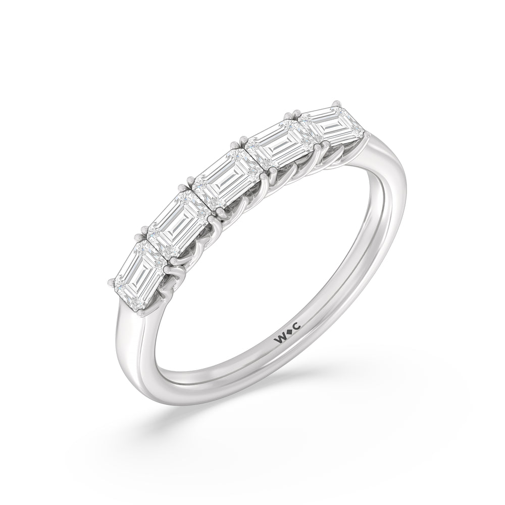 Emerald East-West Modern Trellis Anniversary Ring (F/G SI+) with Platinum / Natural / 1 Cut Diamond in 14KT Platinum / Natural / 1 view 5
