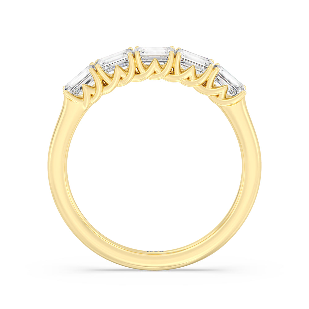 Emerald East-West Modern Trellis Anniversary Ring (F/G SI+) with 18KT Yellow Gold / Natural / 1 Cut Diamond in 14KT Yellow Gold / Natural / 1 view 4
