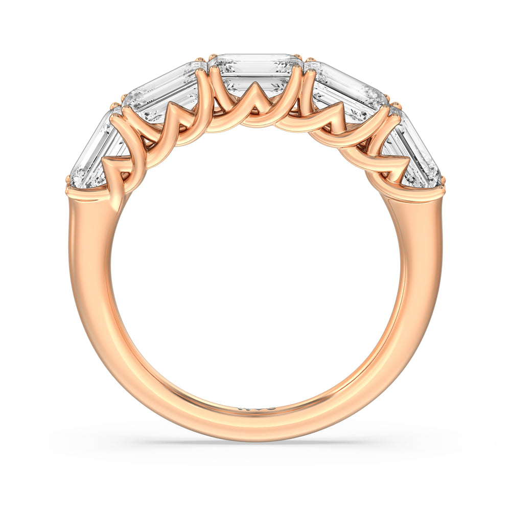 Emerald East-West Modern Trellis Anniversary Ring (F/G SI+) with 18KT Rose Gold / Natural / 3 1/8 Cut Diamond in 14KT Rose Gold / Natural / 3 1/8 view 4
