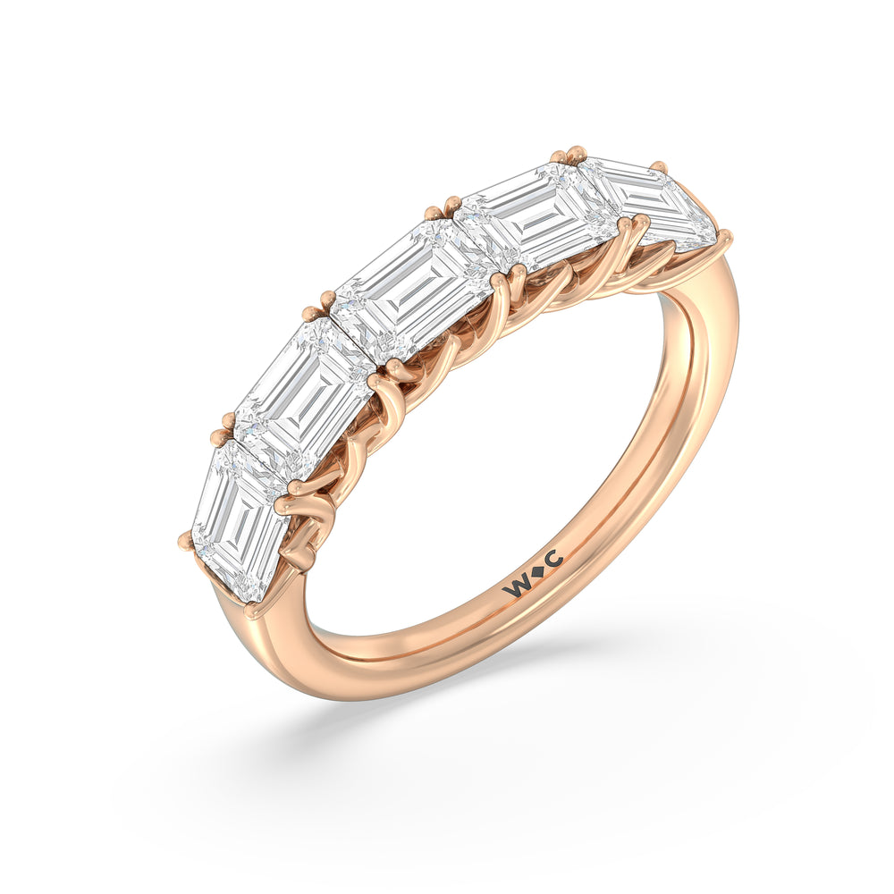 Emerald East-West Modern Trellis Anniversary Ring (F/G SI+) with 18KT Rose Gold / Natural / 3 1/8 Cut Diamond in 14KT Rose Gold / Natural / 3 1/8 view 5
