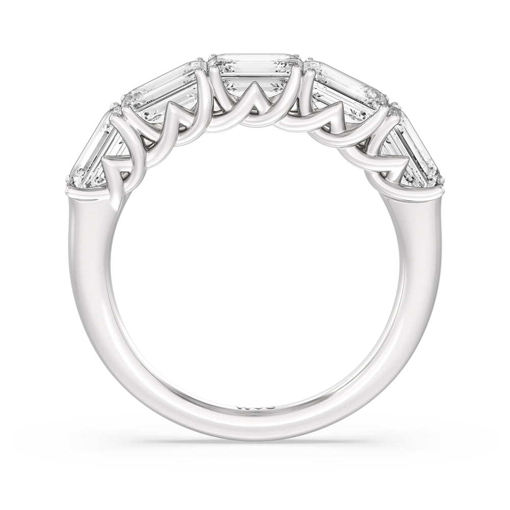 Emerald East-West Modern Trellis Anniversary Ring (F/G SI+) with Platinum / Natural / 3 1/8 Cut Diamond in 14KT Platinum / Natural / 3 1/8 view 4
