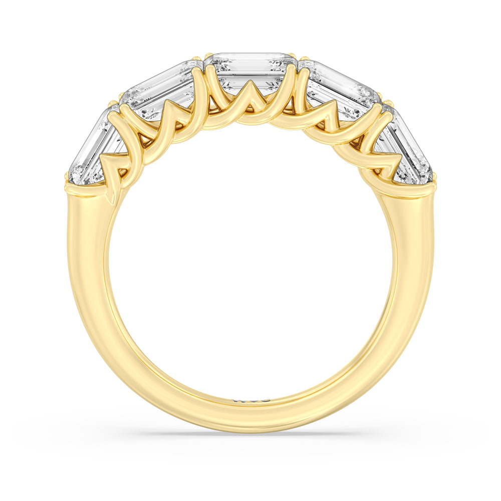 Emerald East-West Modern Trellis Anniversary Ring (F/G SI+) with 18KT Yellow Gold / Natural / 3 1/8 Cut Diamond in 14KT Yellow Gold / Natural / 3 1/8 view 4
