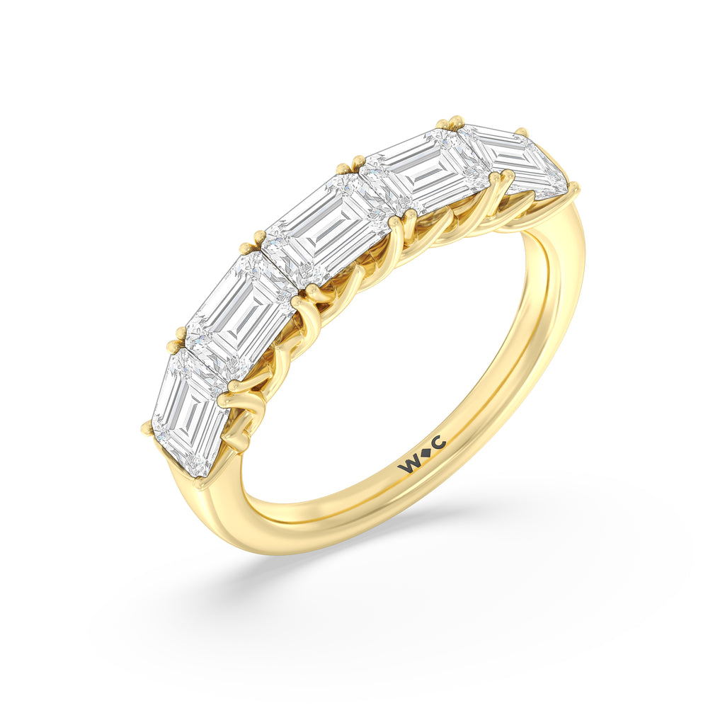 Emerald East-West Modern Trellis Anniversary Ring (F/G SI+) with 18KT Yellow Gold / Natural / 3 1/8 Cut Diamond in 14KT Yellow Gold / Natural / 3 1/8 view 5
