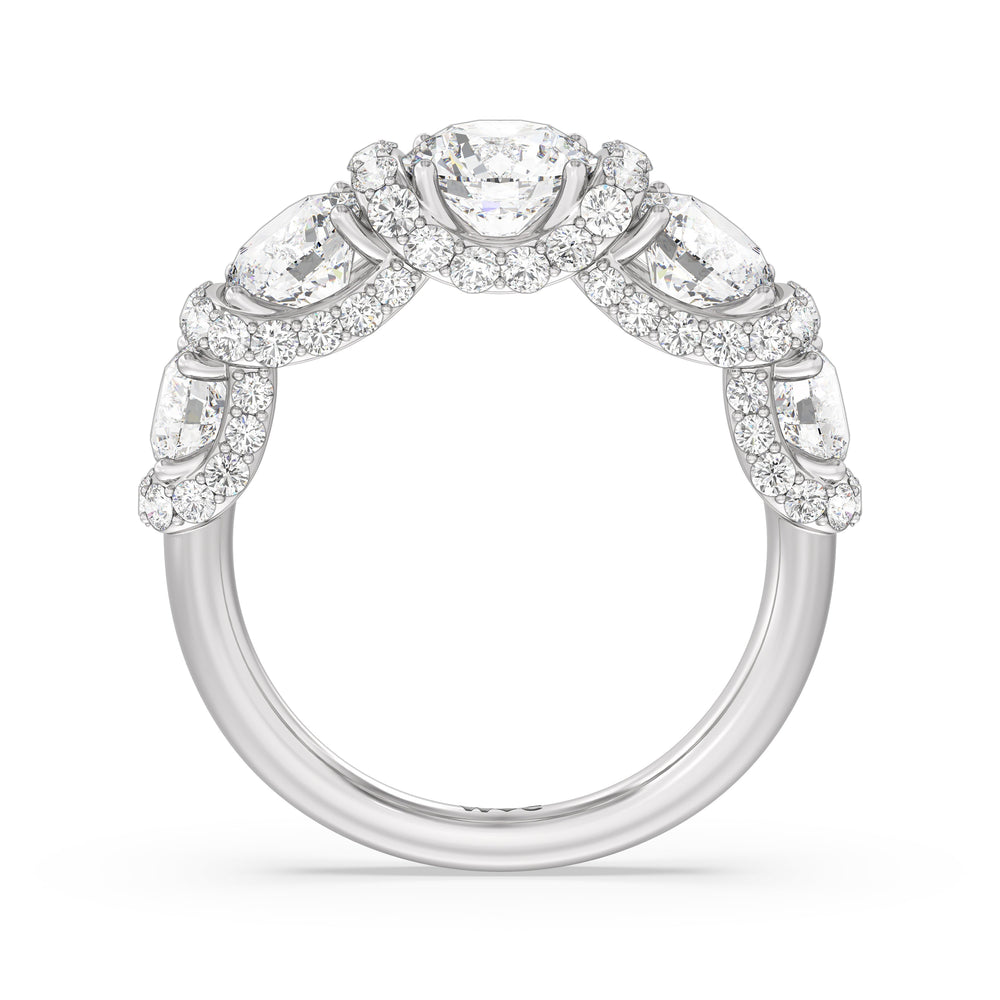 The Crown Anniversary Ring (F/G SI+) with Platinum / Natural / 4 Cut Diamond in 14KT Platinum / Natural / 4 view 4
