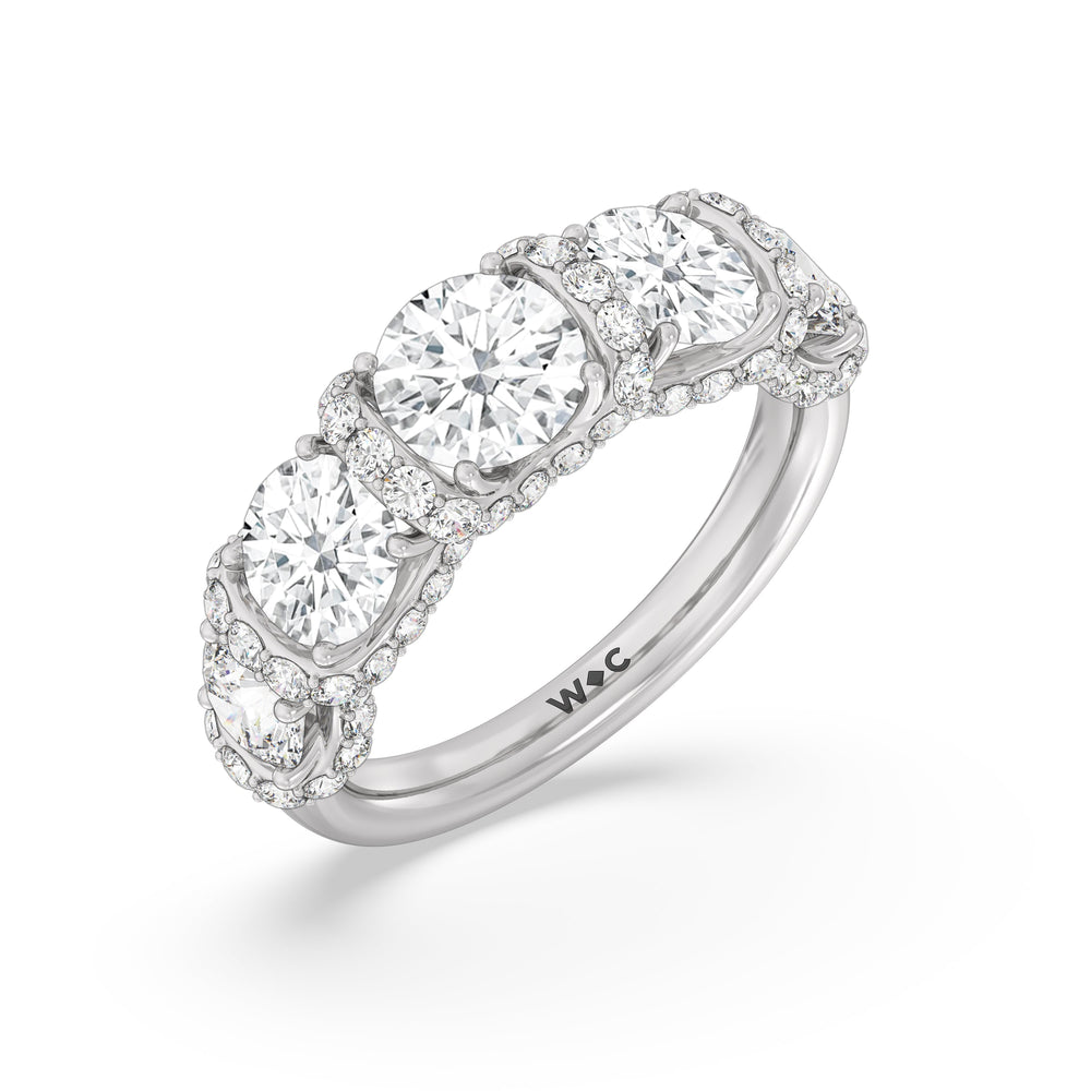 The Crown Anniversary Ring (F/G SI+) with Platinum / Natural / 4 Cut Diamond in 14KT Platinum / Natural / 4 view 5
