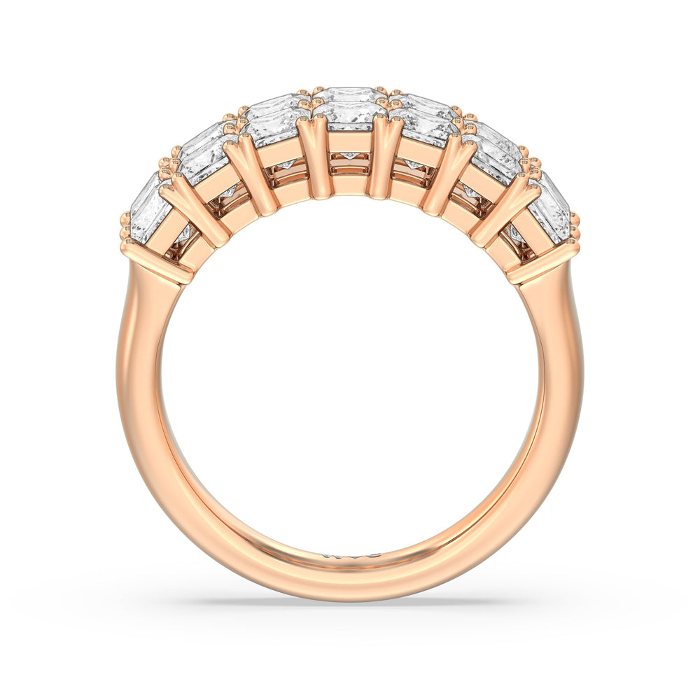 Two Row Princess Cut Anniversary Ring with 18KT Rose Gold / Natural / 3 Cut Diamond in 14KT Rose Gold / Natural / 3 view 4
