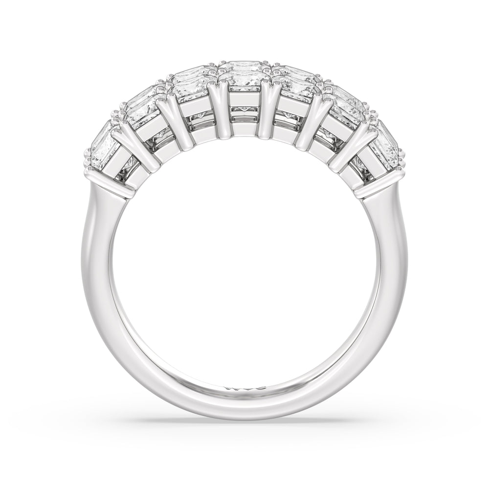 Two Row Princess Cut Anniversary Ring with Platinum / Natural / 3 Cut Diamond in 14KT Platinum / Natural / 3 view 4
