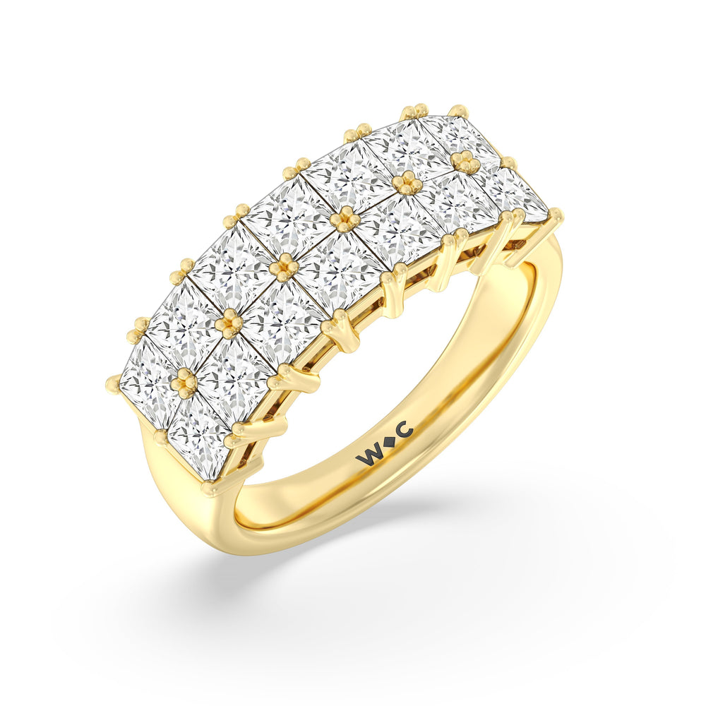 Two Row Princess Cut Anniversary Ring with 18KT Yellow Gold / Natural / 3 Cut Diamond in 14KT Yellow Gold / Natural / 3 view 5

