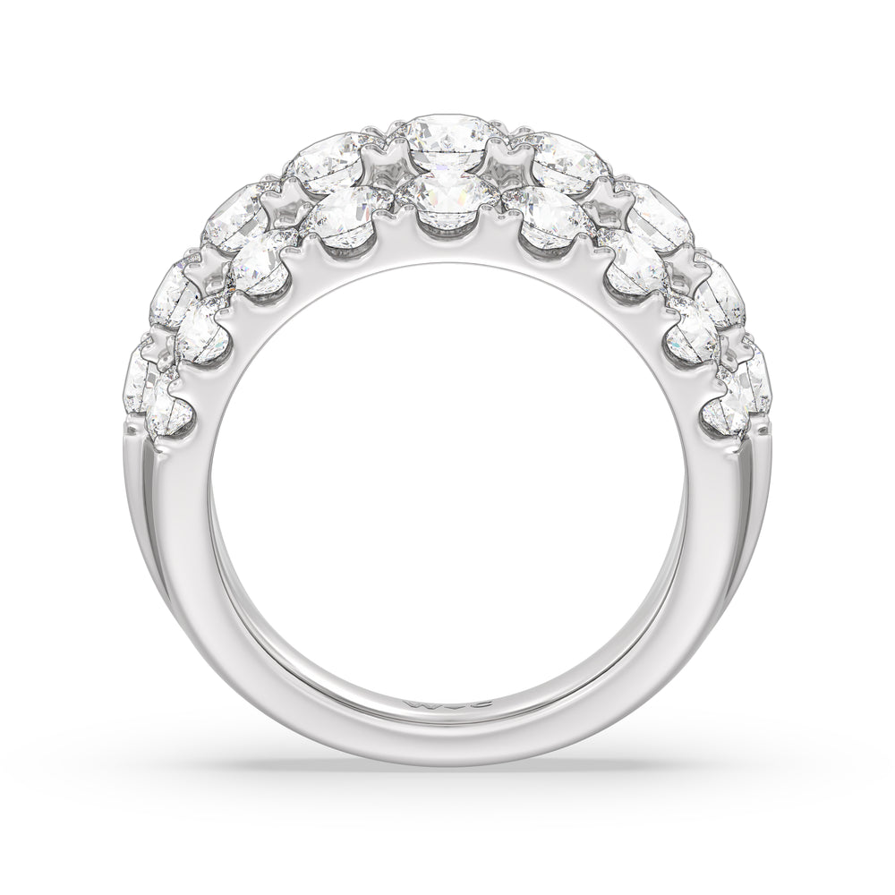Three Row Modulated Diamond Anniversary Ring (F/G SI+) with Platinum / Natural / 4 1/5 Cut Diamond in 14KT Platinum / Natural / 4 1/5 view 4
