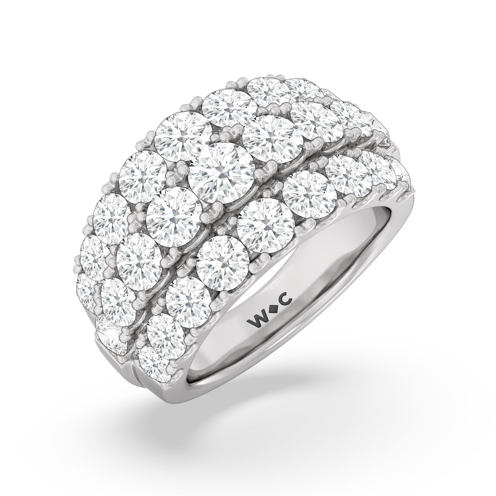 Three Row Modulated Diamond Anniversary Ring (F/G SI+) with Platinum / Natural / 4 1/5 Cut Diamond in 14KT Platinum / Natural / 4 1/5 view 5
