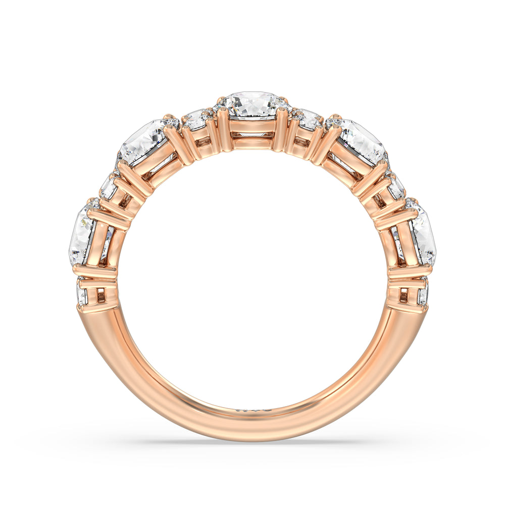 Round Station Anniversary Ring (F/G SI+) with 18KT Rose Gold / Natural / 3 Cut Diamond in 14KT Rose Gold / Natural / 3 view 4
