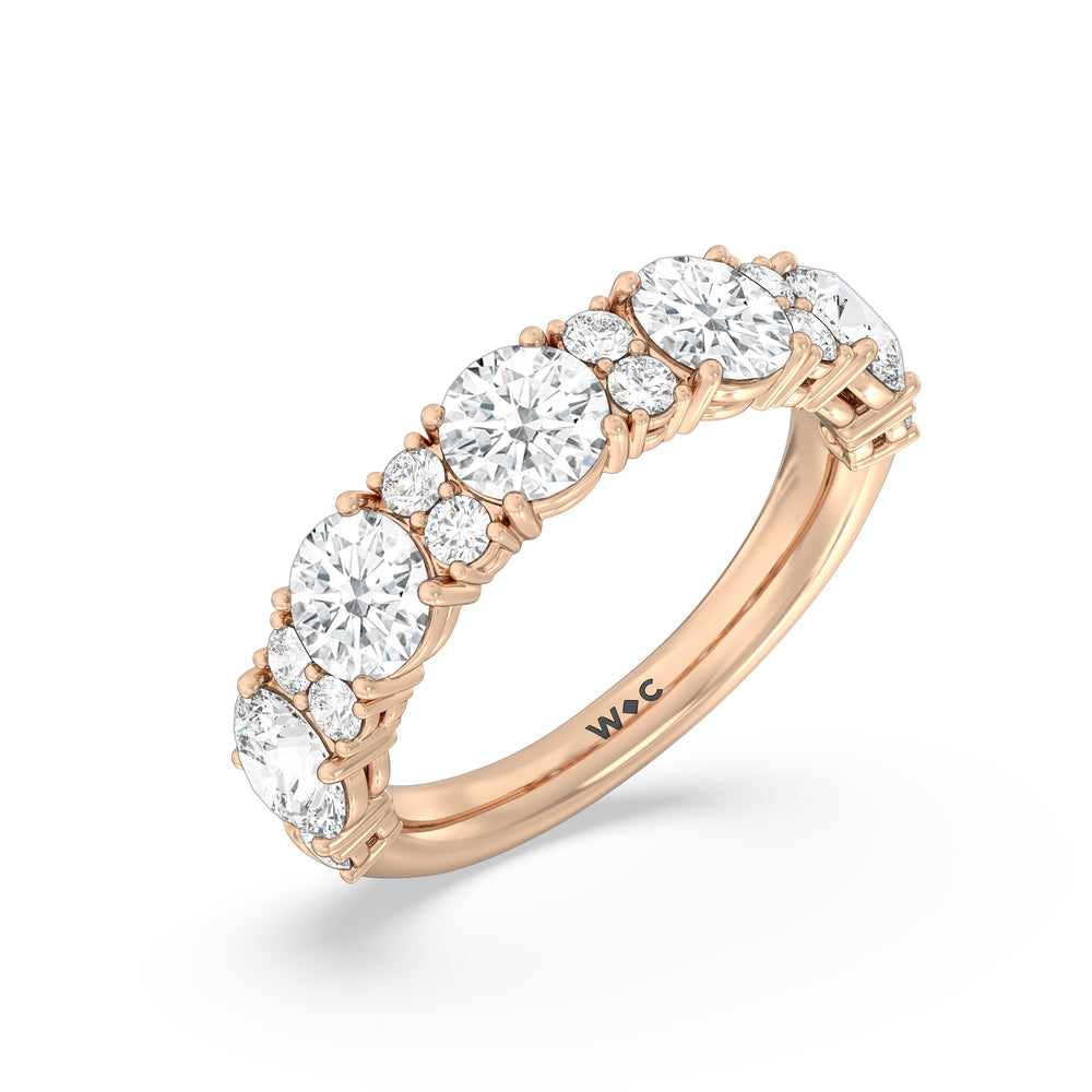 Round Station Anniversary Ring (F/G SI+) with 18KT Rose Gold / Natural / 3 Cut Diamond in 14KT Rose Gold / Natural / 3 view 5
