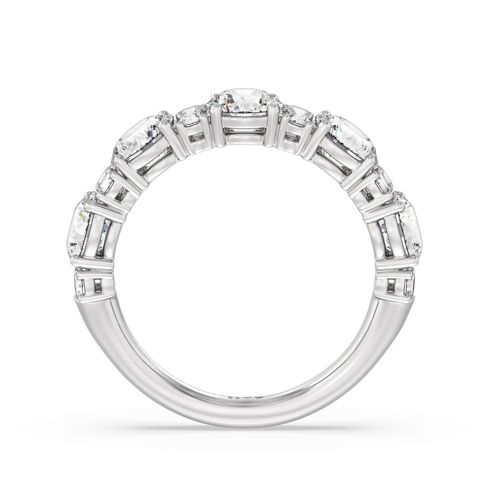 Round Station Anniversary Ring (F/G SI+) with Platinum / Natural / 3 Cut Diamond in 14KT Platinum / Natural / 3 view 4
