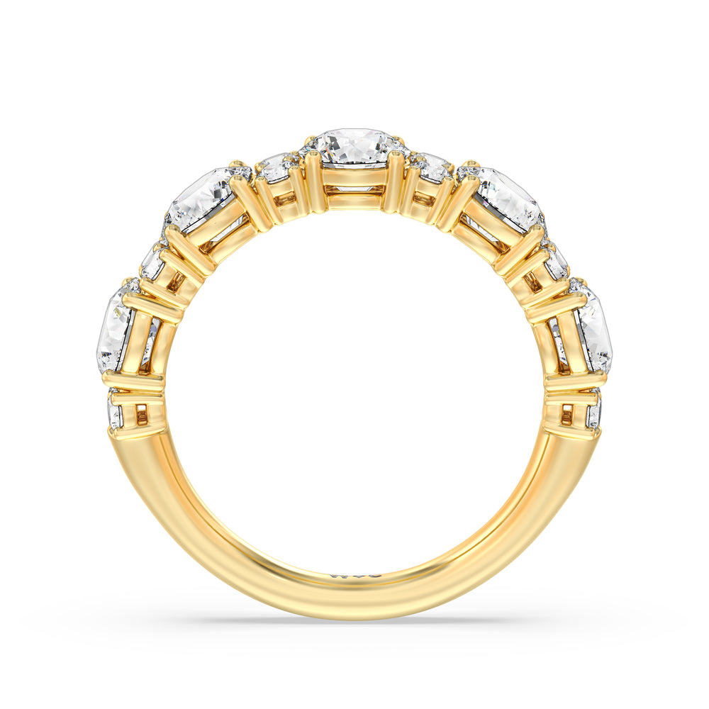Round Station Anniversary Ring (F/G SI+) with 18KT Yellow Gold / Natural / 3 Cut Diamond in 14KT Yellow Gold / Natural / 3 view 4
