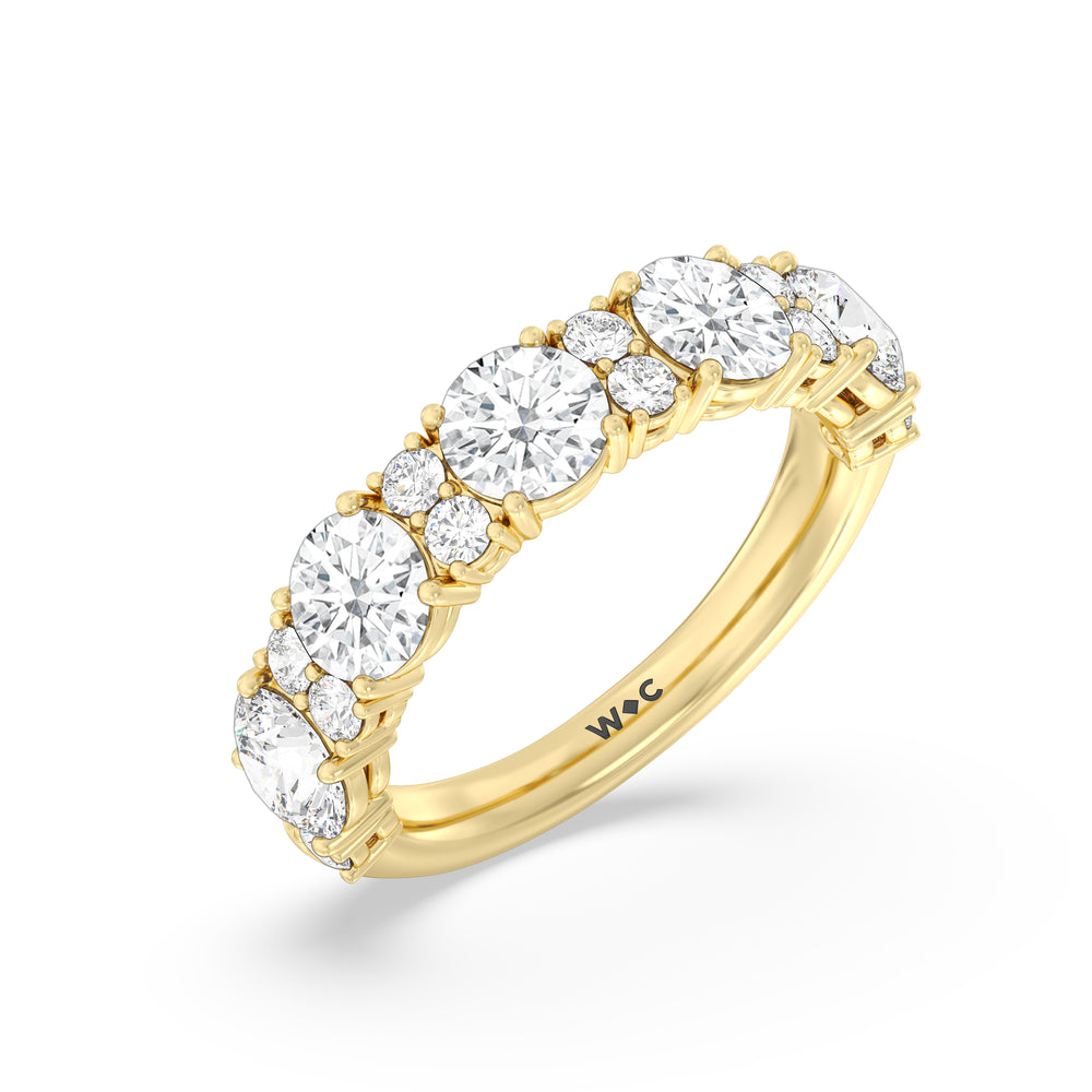 Round Station Anniversary Ring (F/G SI+) with 18KT Yellow Gold / Natural / 3 Cut Diamond in 14KT Yellow Gold / Natural / 3 view 5
