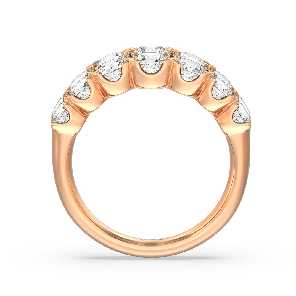 Graduating Two Row Round Diamond Anniversary Ring with 18KT Rose Gold / Natural / 3 1/10 Cut Diamond in 14KT Rose Gold / Natural / 3 1/10 view 4
