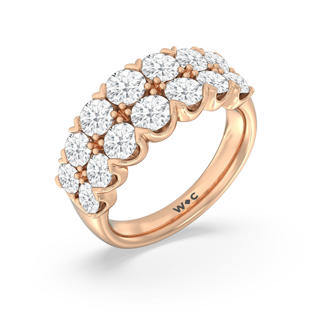 Graduating Two Row Round Diamond Anniversary Ring with 18KT Rose Gold / Natural / 3 1/10 Cut Diamond in 14KT Rose Gold / Natural / 3 1/10 view 5
