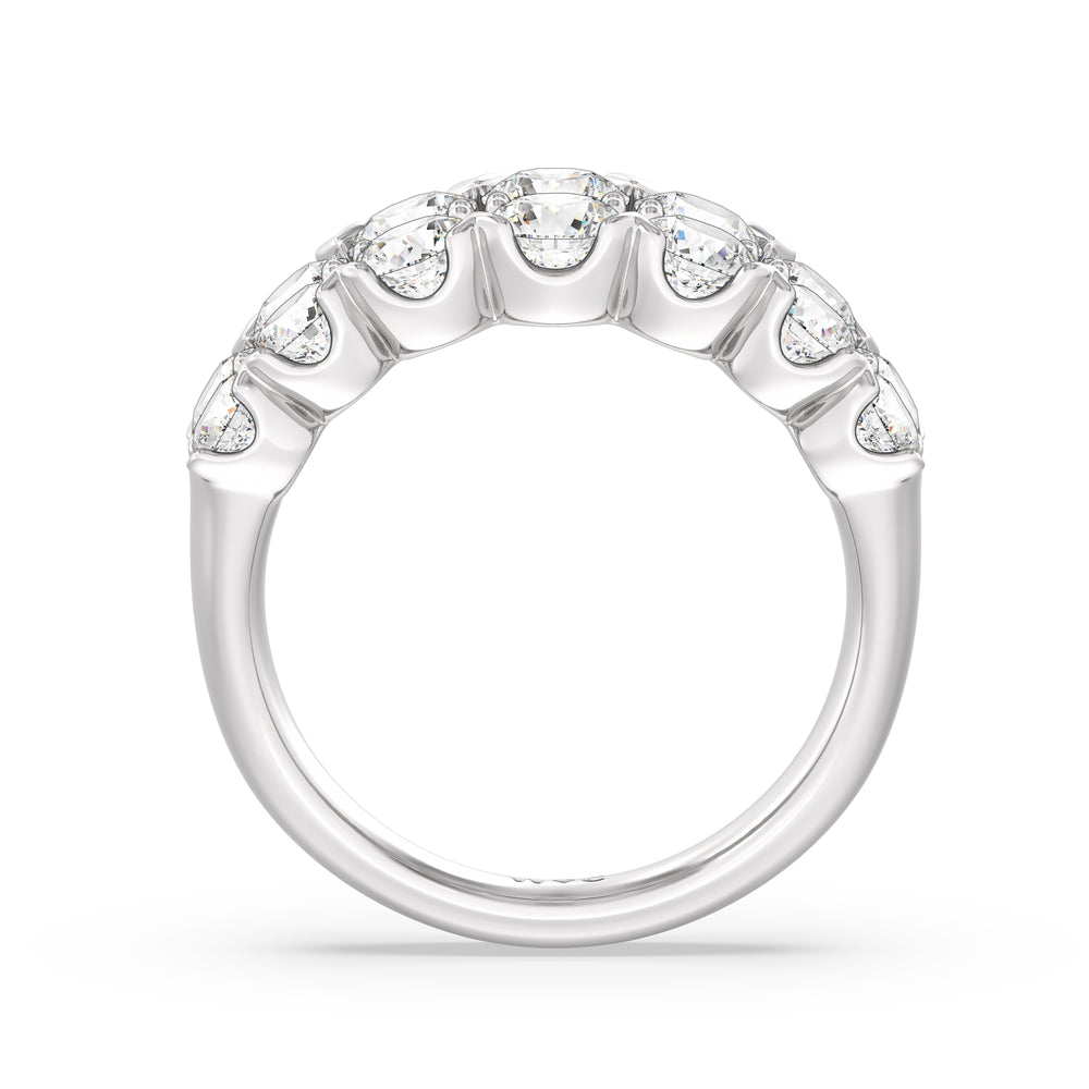 Graduating Two Row Round Diamond Anniversary Ring with Platinum / Natural / 3 1/10 Cut Diamond in 14KT Platinum / Natural / 3 1/10 view 4
