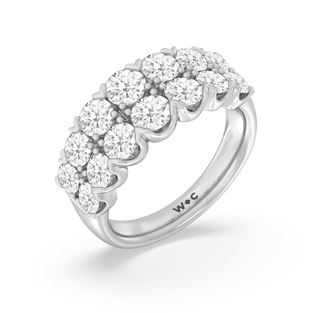 Graduating Two Row Round Diamond Anniversary Ring with Platinum / Natural / 3 1/10 Cut Diamond in 14KT Platinum / Natural / 3 1/10 view 5
