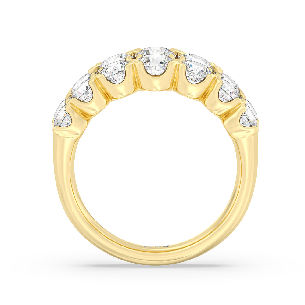 Graduating Two Row Round Diamond Anniversary Ring with 18KT Yellow Gold / Natural / 3 1/10 Cut Diamond in 14KT Yellow Gold / Natural / 3 1/10 view 4
