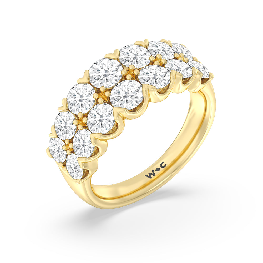 Graduating Two Row Round Diamond Anniversary Ring with 18KT Yellow Gold / Natural / 3 1/10 Cut Diamond in 14KT Yellow Gold / Natural / 3 1/10 view 5
