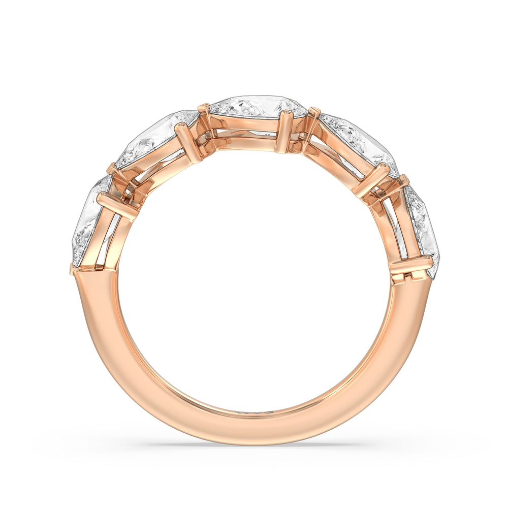 Trailing Pear Diamond Anniversary Ring with 18KT Rose Gold / Natural / 3 1/10 Cut Diamond in 14KT Rose Gold / Natural / 3 1/10 view 4
