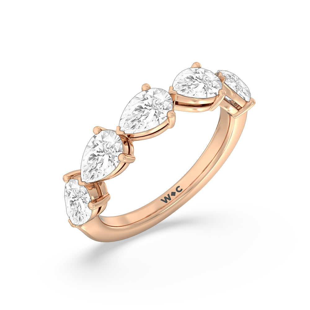 Trailing Pear Diamond Anniversary Ring with 18KT Rose Gold / Natural / 3 1/10 Cut Diamond in 14KT Rose Gold / Natural / 3 1/10 view 5
