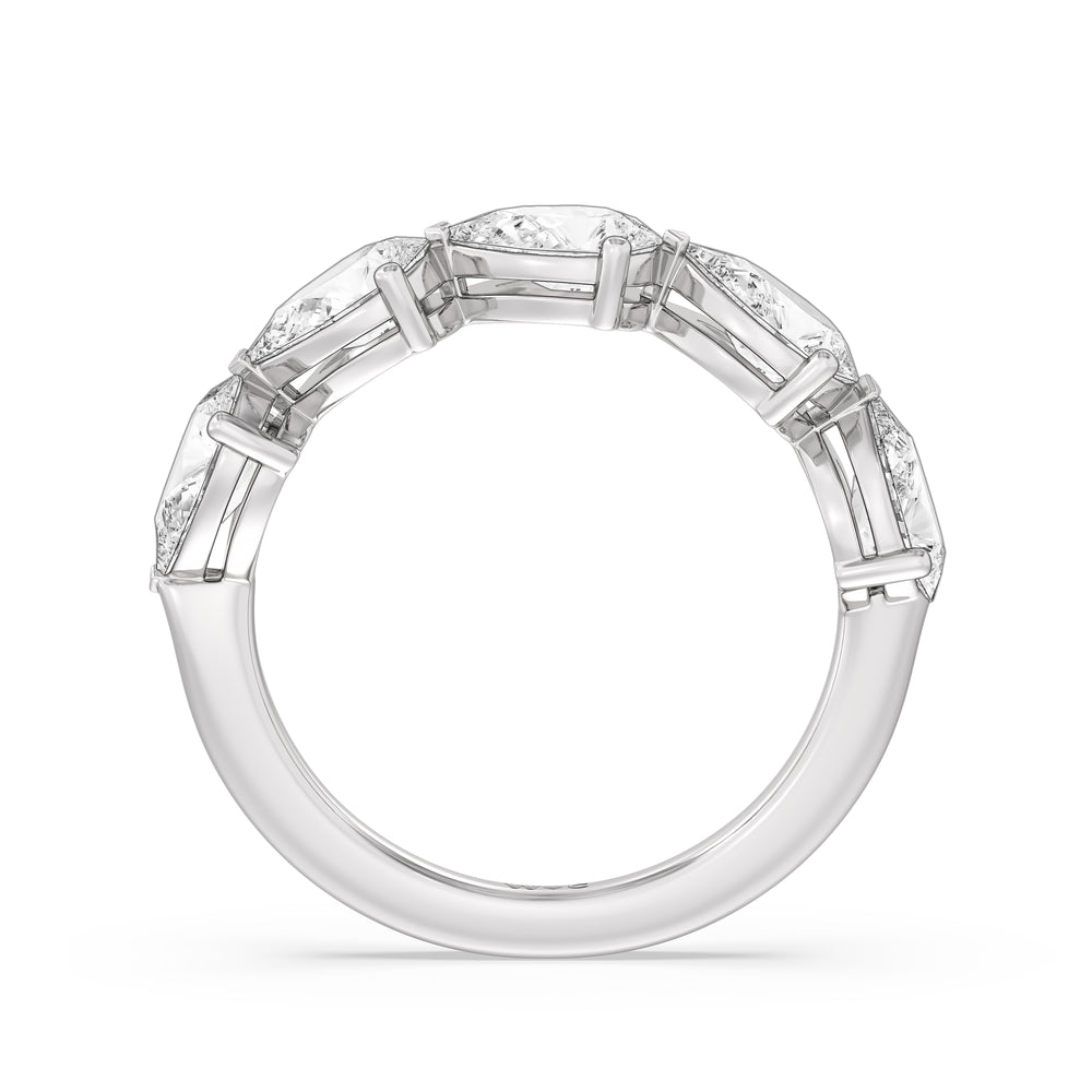 Trailing Pear Diamond Anniversary Ring with Platinum / Natural / 3 1/10 Cut Diamond in 14KT Platinum / Natural / 3 1/10 view 4
