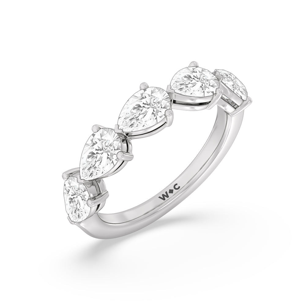 Trailing Pear Diamond Anniversary Ring with Platinum / Natural / 3 1/10 Cut Diamond in 14KT Platinum / Natural / 3 1/10 view 5
