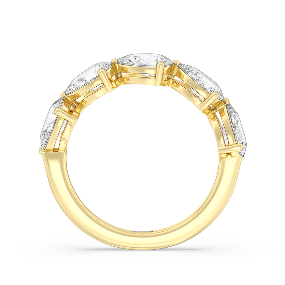 Trailing Pear Diamond Anniversary Ring with 18KT Yellow Gold / Natural / 3 1/10 Cut Diamond in 14KT Yellow Gold / Natural / 3 1/10 view 4
