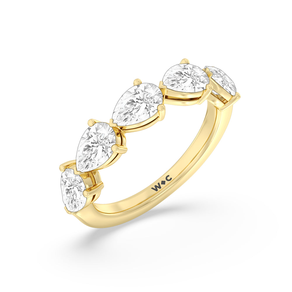 Trailing Pear Diamond Anniversary Ring with 18KT Yellow Gold / Natural / 3 1/10 Cut Diamond in 14KT Yellow Gold / Natural / 3 1/10 view 5
