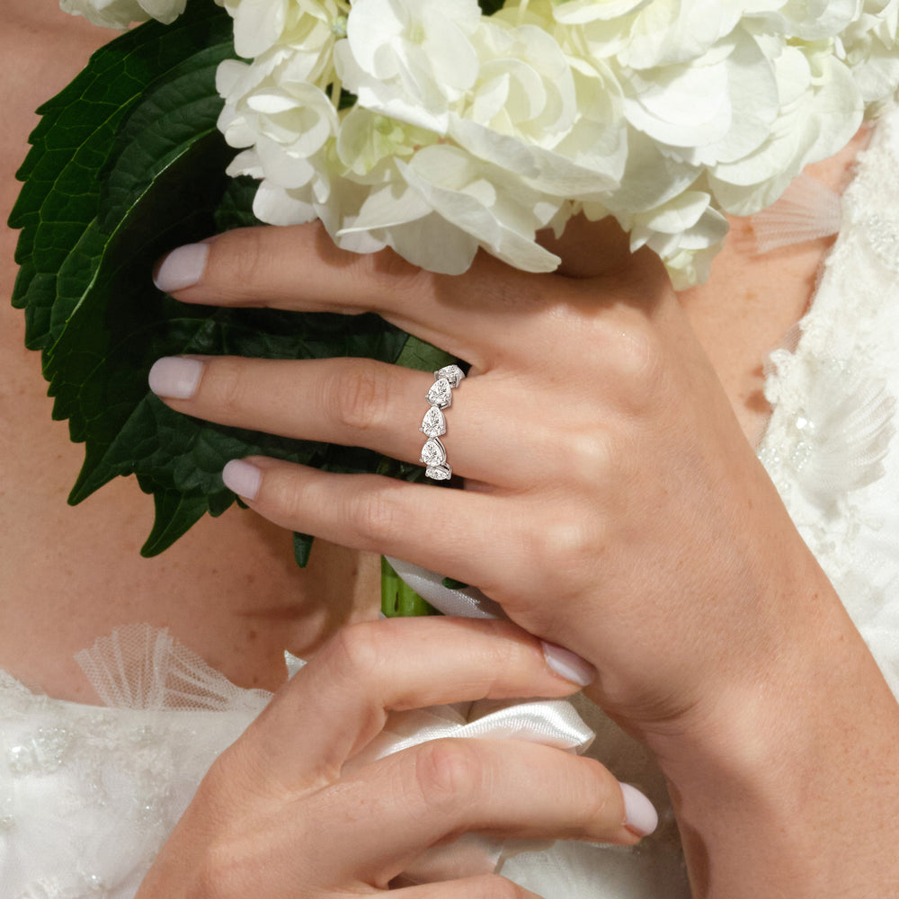 Trailing Pear Diamond Anniversary Ring with 18KT Rose Gold / Natural / 3 1/10 Cut Diamond in 14KT Rose Gold / Natural / 3 1/10 view 2
