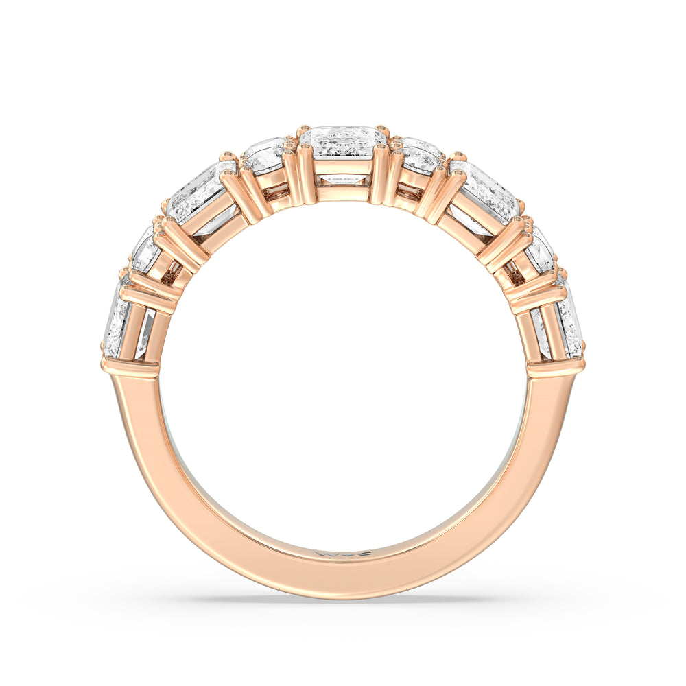 Emerald Station Anniversary Ring with 18KT Rose Gold / Natural / 3 1/10 Cut Diamond in 14KT Rose Gold / Natural / 3 1/10 view 4
